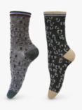 Unmade Copenhagen Carree Animal Print, Socks, Pack of 2, Combi Grey