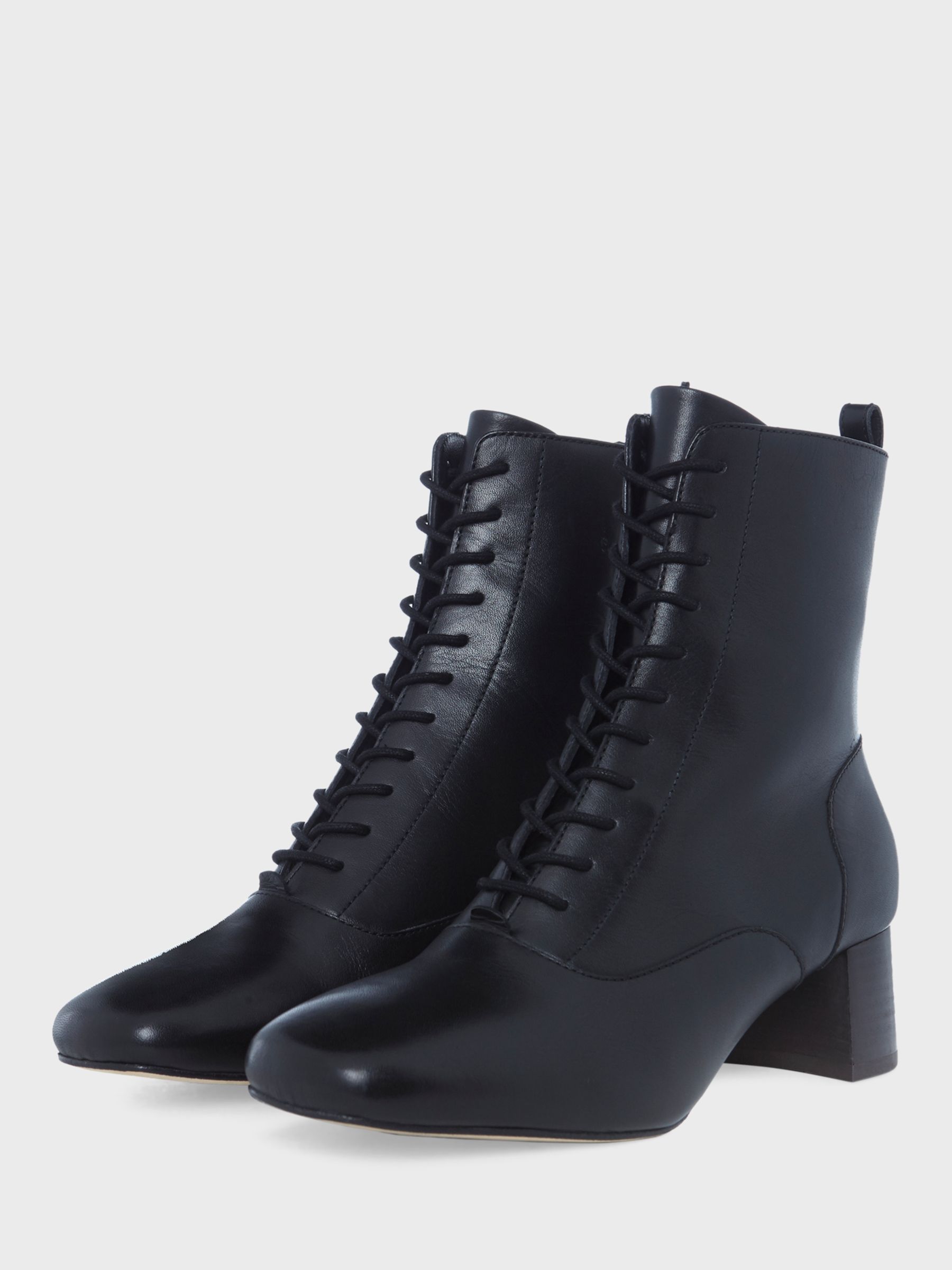 Hobbs Issy Leather Lace Up Ankle Boots, Black