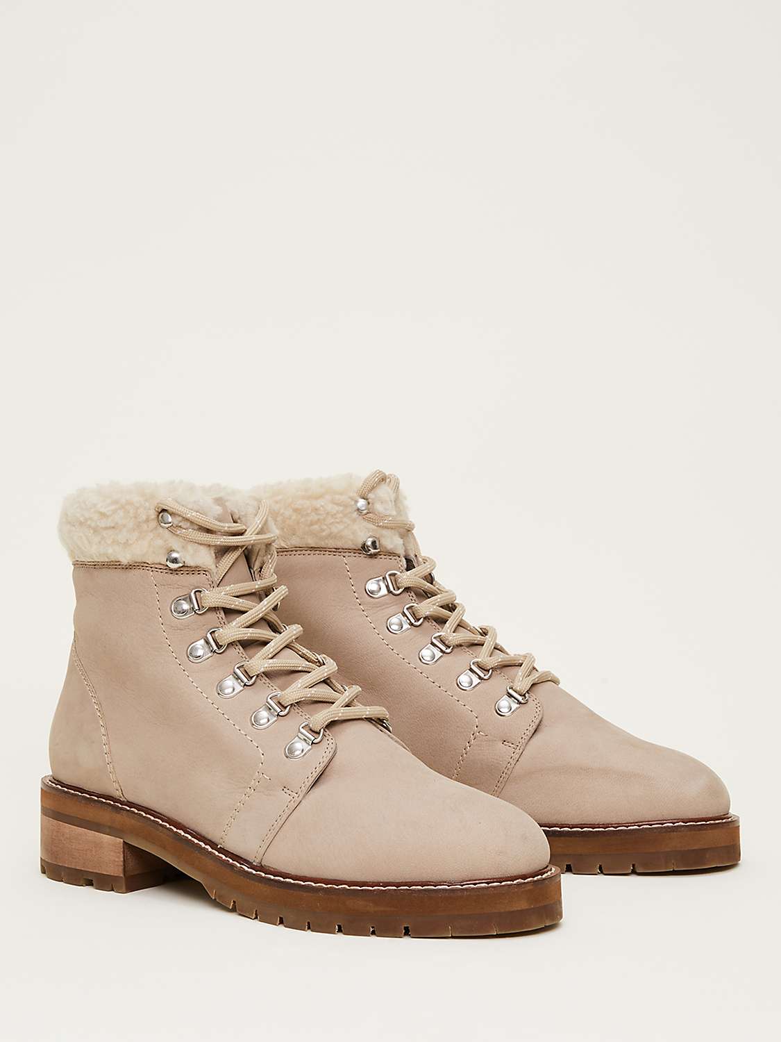 Buy Phase Eight Borg Trim Hiker Boots, Stone Online at johnlewis.com