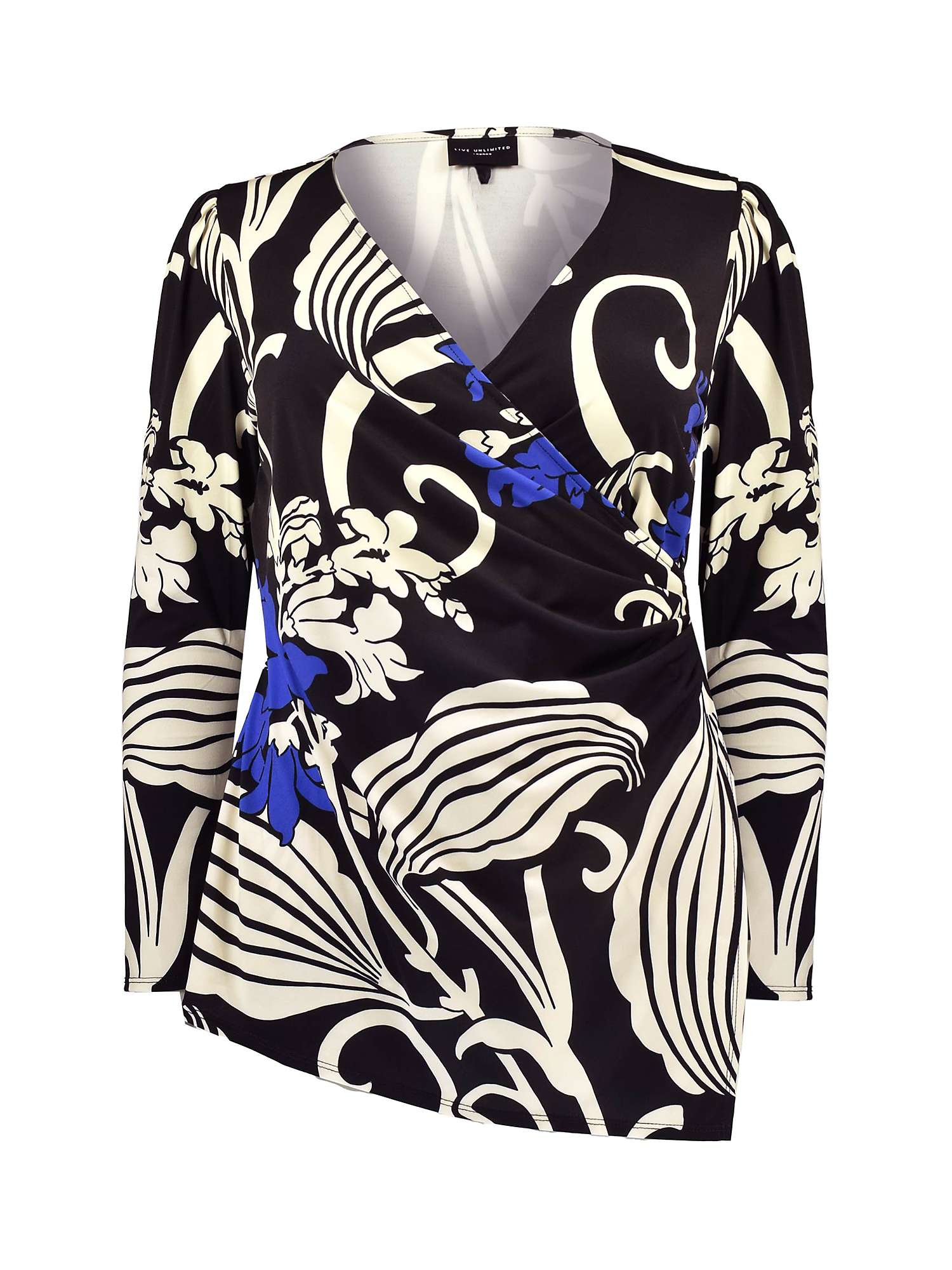 Buy Live Unlimited Abstract Floral Print Wrap Top, Navy/Multi Online at johnlewis.com