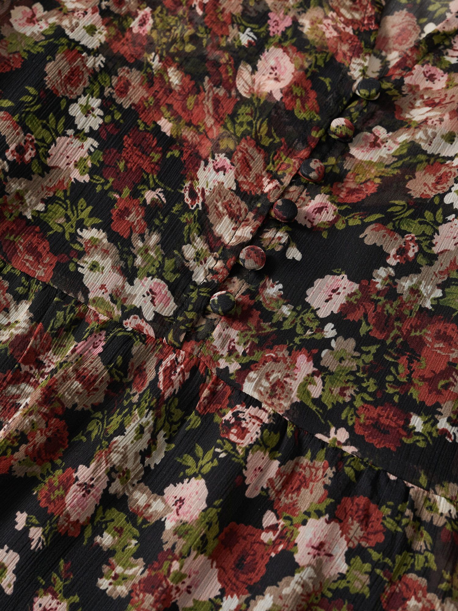 Mango Roses Print Mini Dress, Black/Pink at John Lewis & Partners