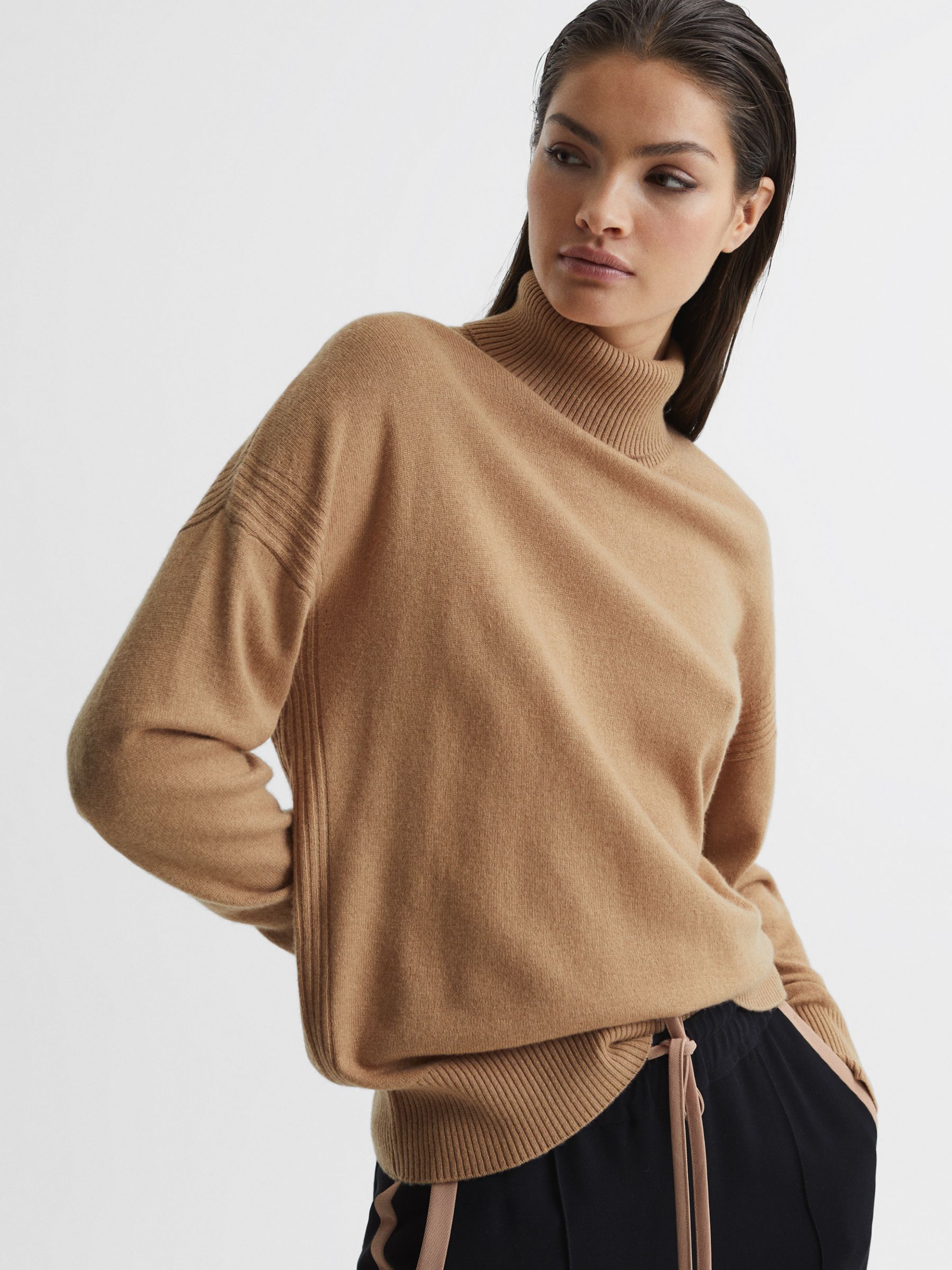 Cashmere-blend Sweater - Khaki brown - Ladies