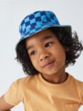 John Lewis Kids' Check/Plain Reversible Bucket Hat, Multi