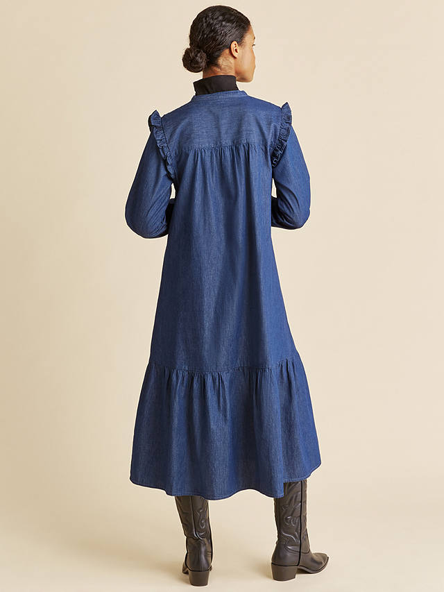 Albaray Denim Ruffle Shoulder Dress, Indigo