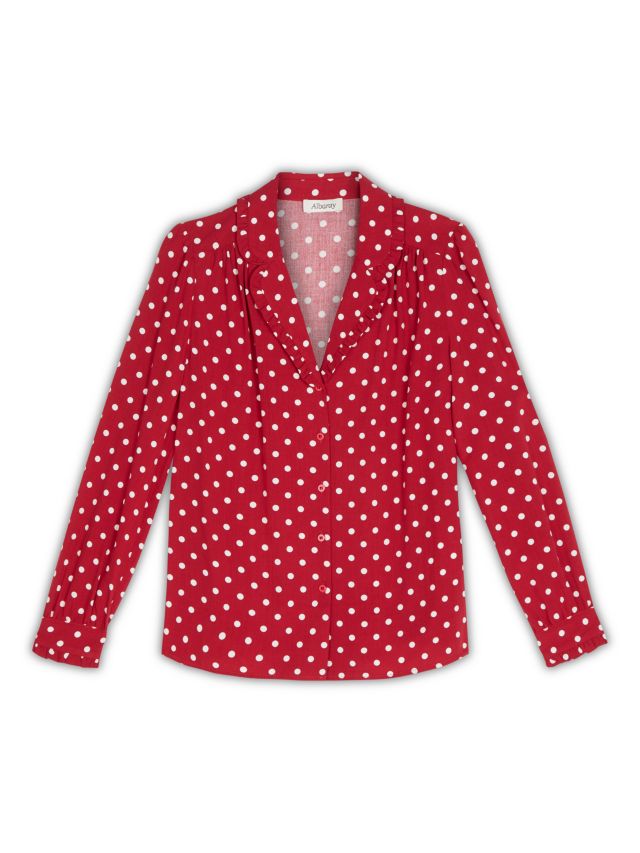 Albaray Polka Dot Blouse, Red, 8