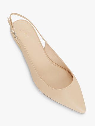 John Lewis Greece Leather Kitten Heel Slingback Court Shoes, Beige