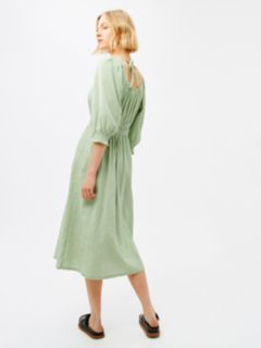 John Lewis ANYDAY Plain Seersucker Smock Midi Dress, Green, 6