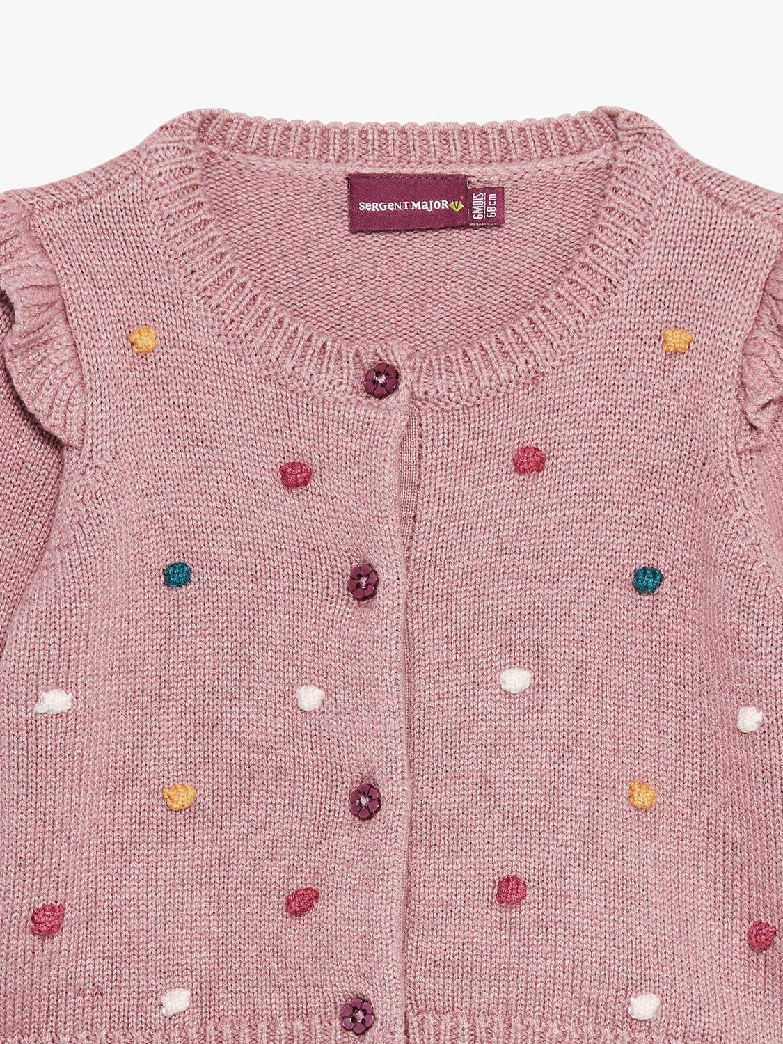 Sergent Major Baby Knitted Cardigan, Pink at John Lewis & Partners