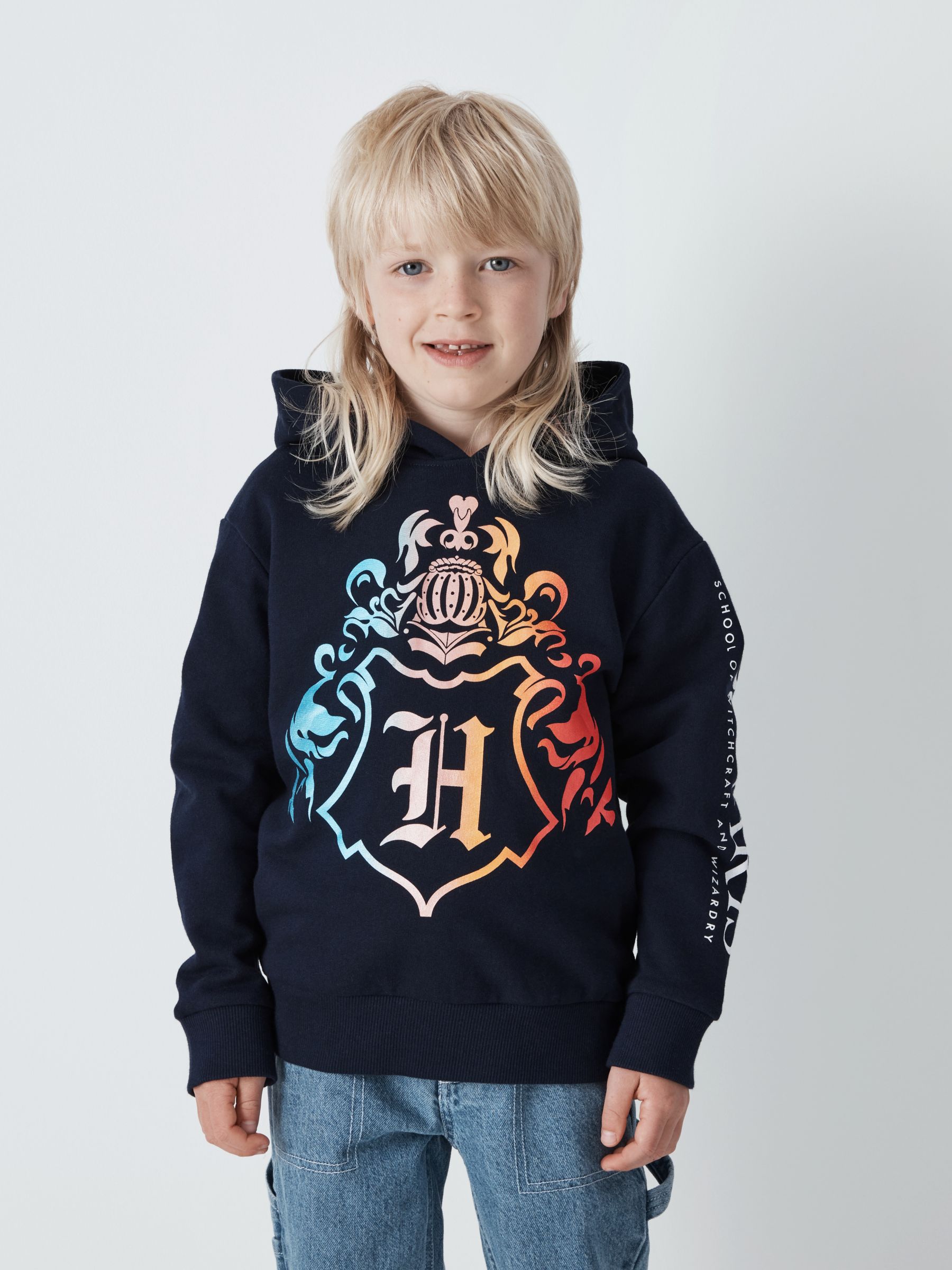 Fabric Flavours Kids' Harry Potter Hogwarts Hoodie, Blue Navy, 5-6 years