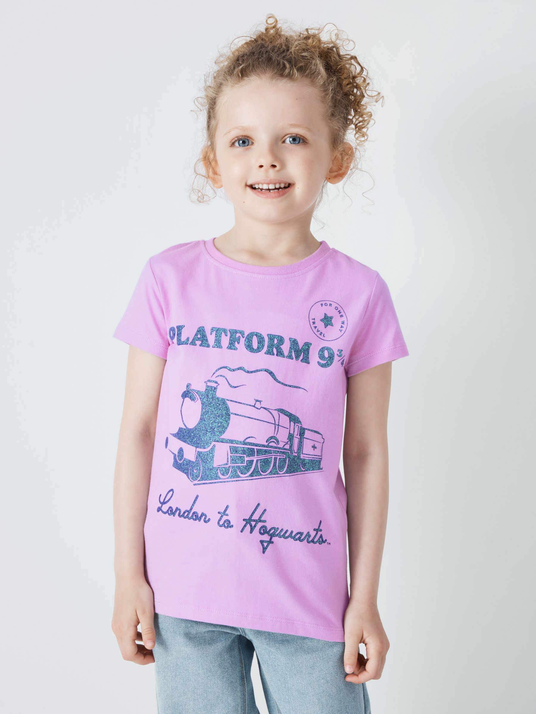 Fabric Flavours Kids' Harry Potter Train Top, Purple Lilac, 5-6 years