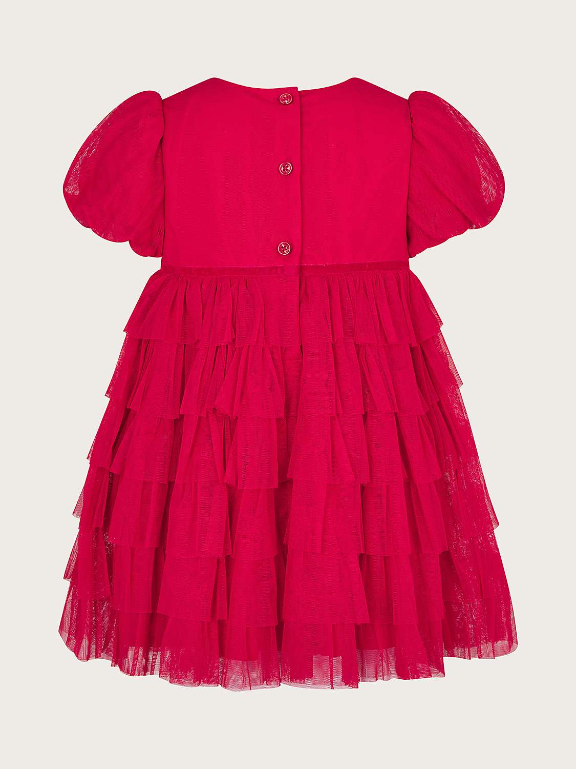 Monsoon Baby Star Layered Net Dress, Red at John Lewis & Partners
