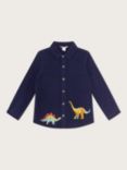 Monsoon Kids' Embroidered Dinosaur Corduroy Shirt, Navy