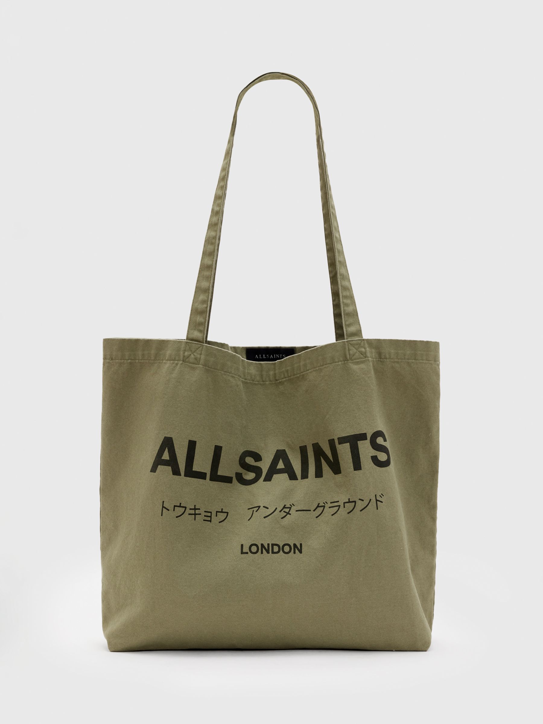 AllSaints Underground Tote Bag, Nori Green/Black at John Lewis & Partners