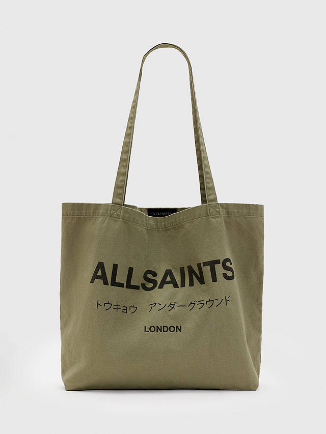 AllSaints Underground Tote Bag, Nori Green/Black
