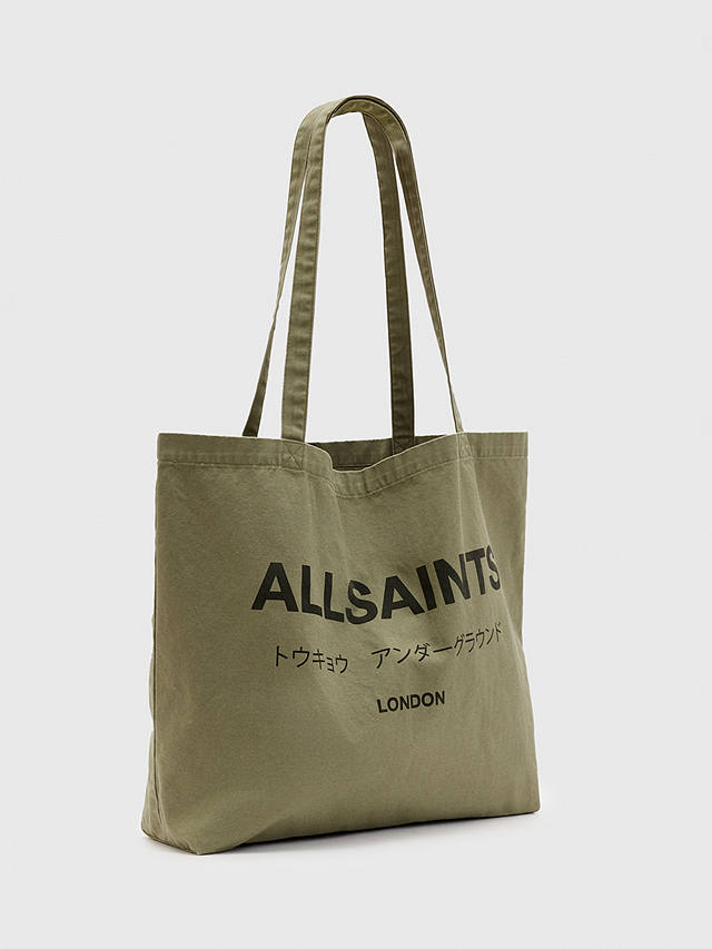 AllSaints Underground Tote Bag, Nori Green/Black