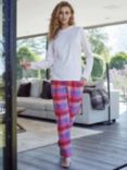British Boxers Shire Square Brushed Cotton Pyjama Trousers, Coral/Multi