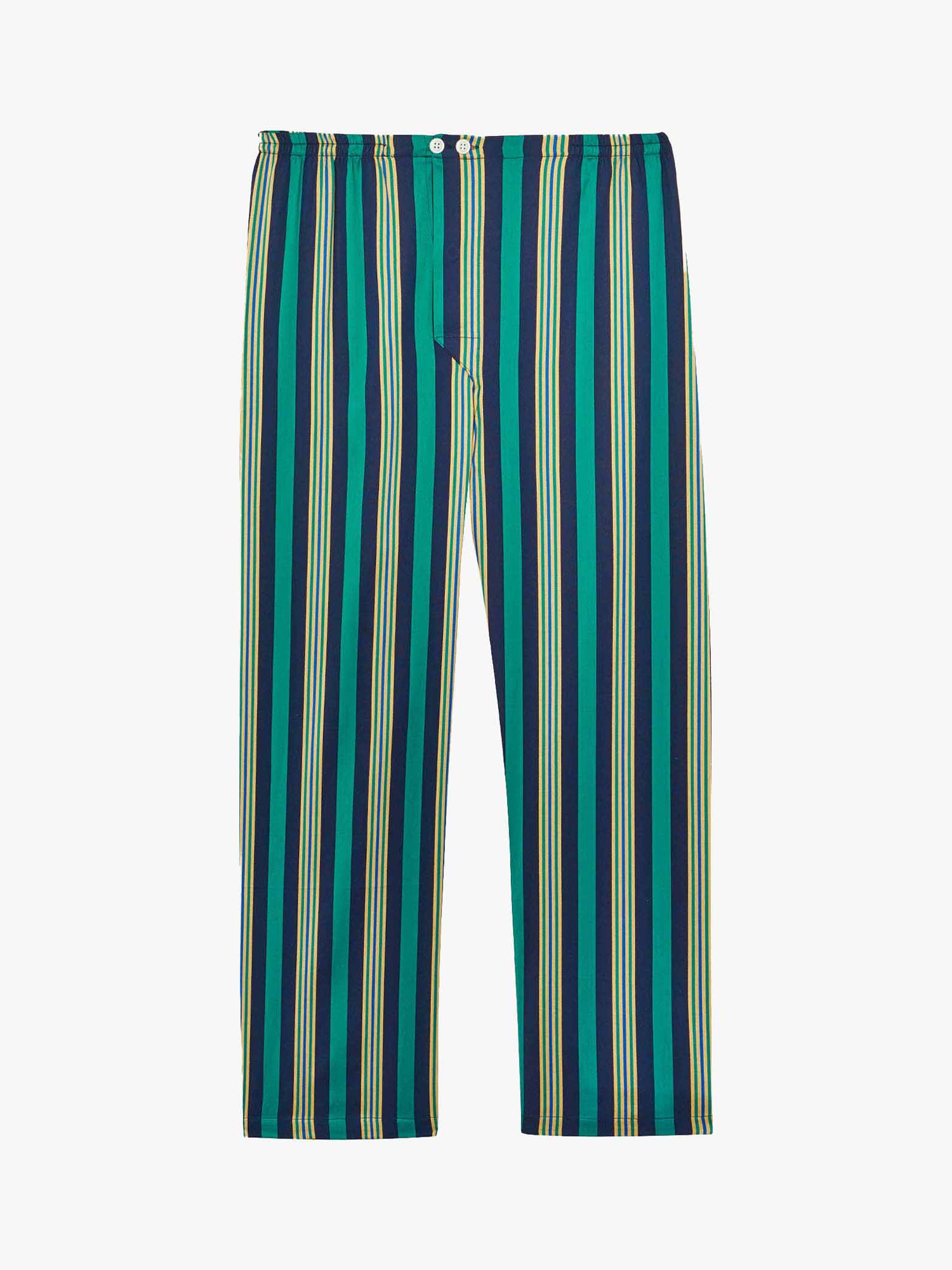 British Boxer Regimental Satin Stripe Pyjama Set, Navy/Jade, S