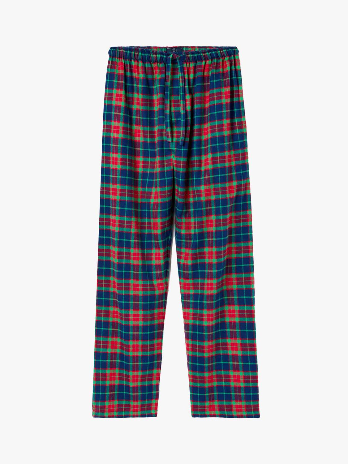 British Boxers Tartan Brushed Cotton Pyjama Trousers, Navy/Red/Green at ...