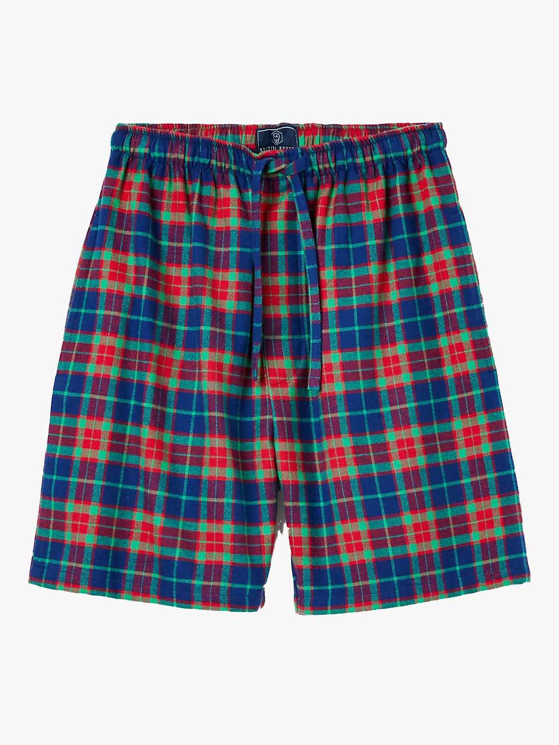 British Boxers Cairngorm Brushed Cotton Tartan Pyjama Shorts, Navy/Red ...