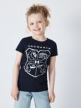 Fabric Flavours Kids' Hogwarts Logo Short Sleeve T-Shirt, Blue Navy