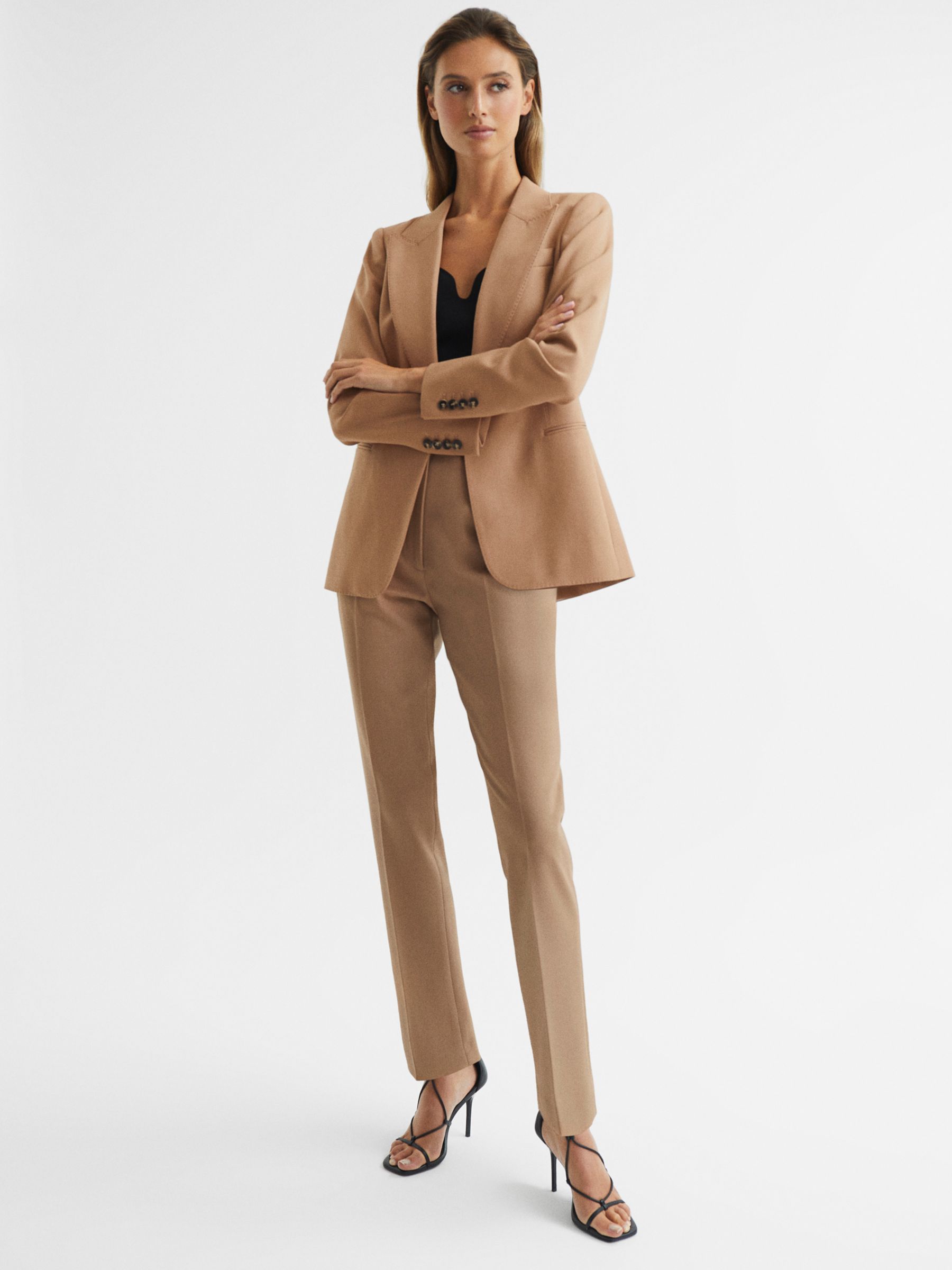 Reiss Mara Suit Blazer, Camel at John Lewis & Partners