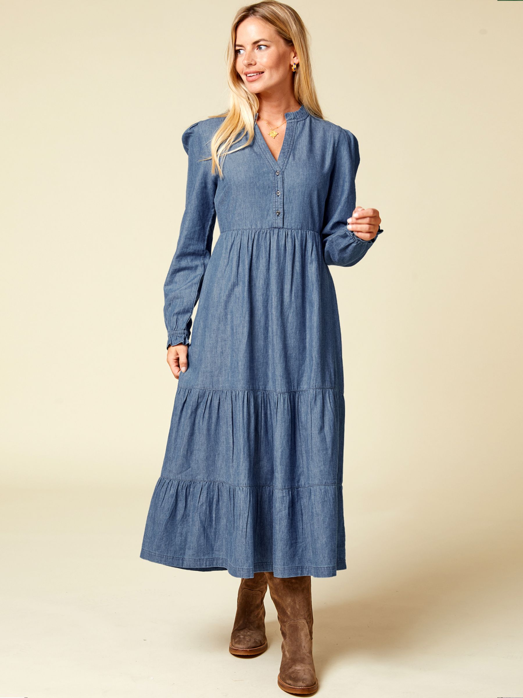 Aspiga Liv Denim Maxi Dress, Mid Vintage, XS