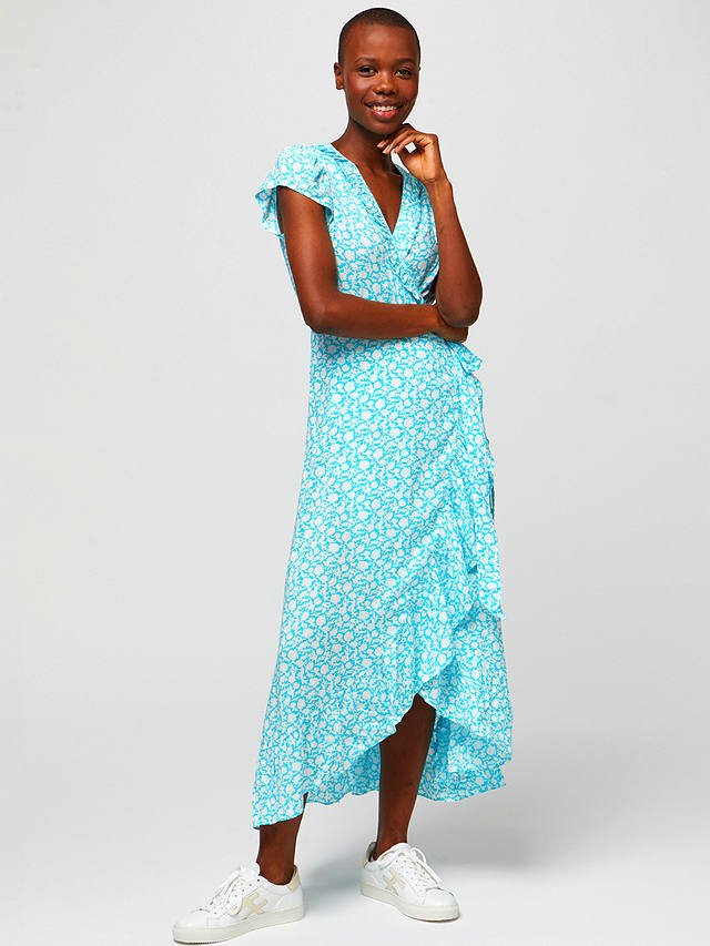Aspiga Demi Floral Print Wrap Midi Dress, Turquoise