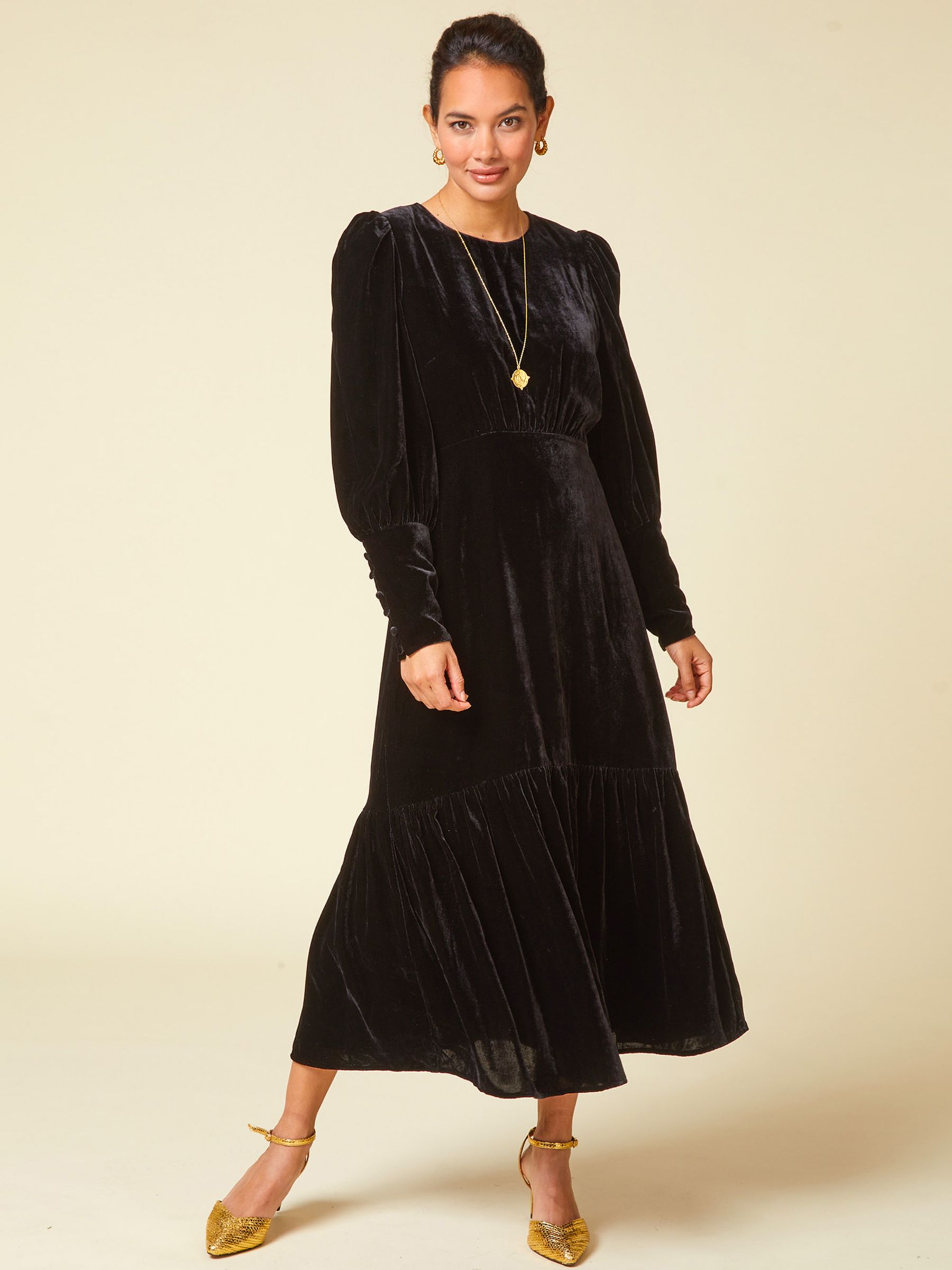 Aspiga Esmee Velvet Dress, Black at John Lewis & Partners