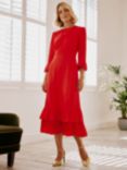 Aspiga Victoria Satin Midi Dress, Ruby Red