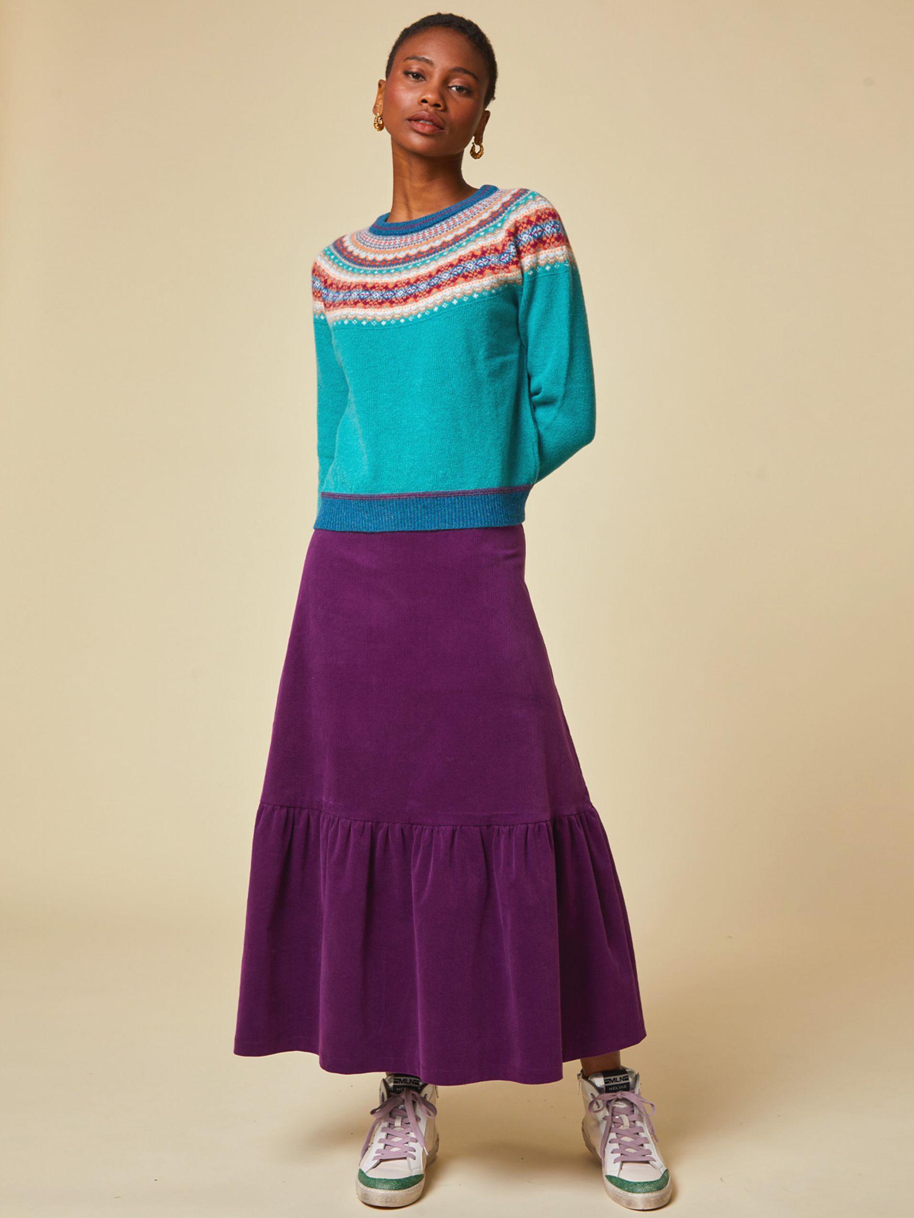 Aspiga Sylvia Corduroy Midi Skirt, Purple, Purple at John Lewis & Partners
