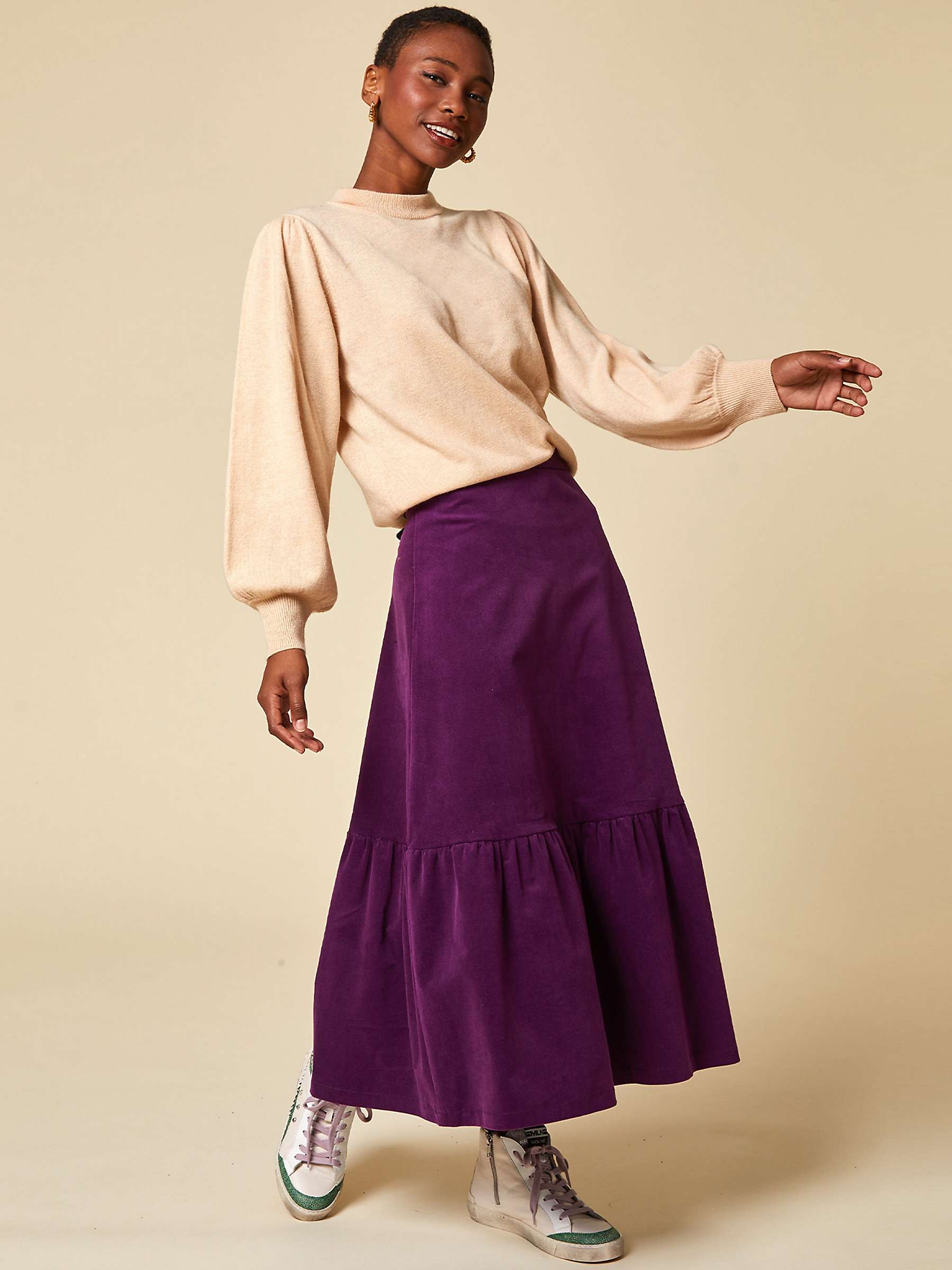 Buy Aspiga Sylvia Corduroy Midi Skirt, Purple Online at johnlewis.com