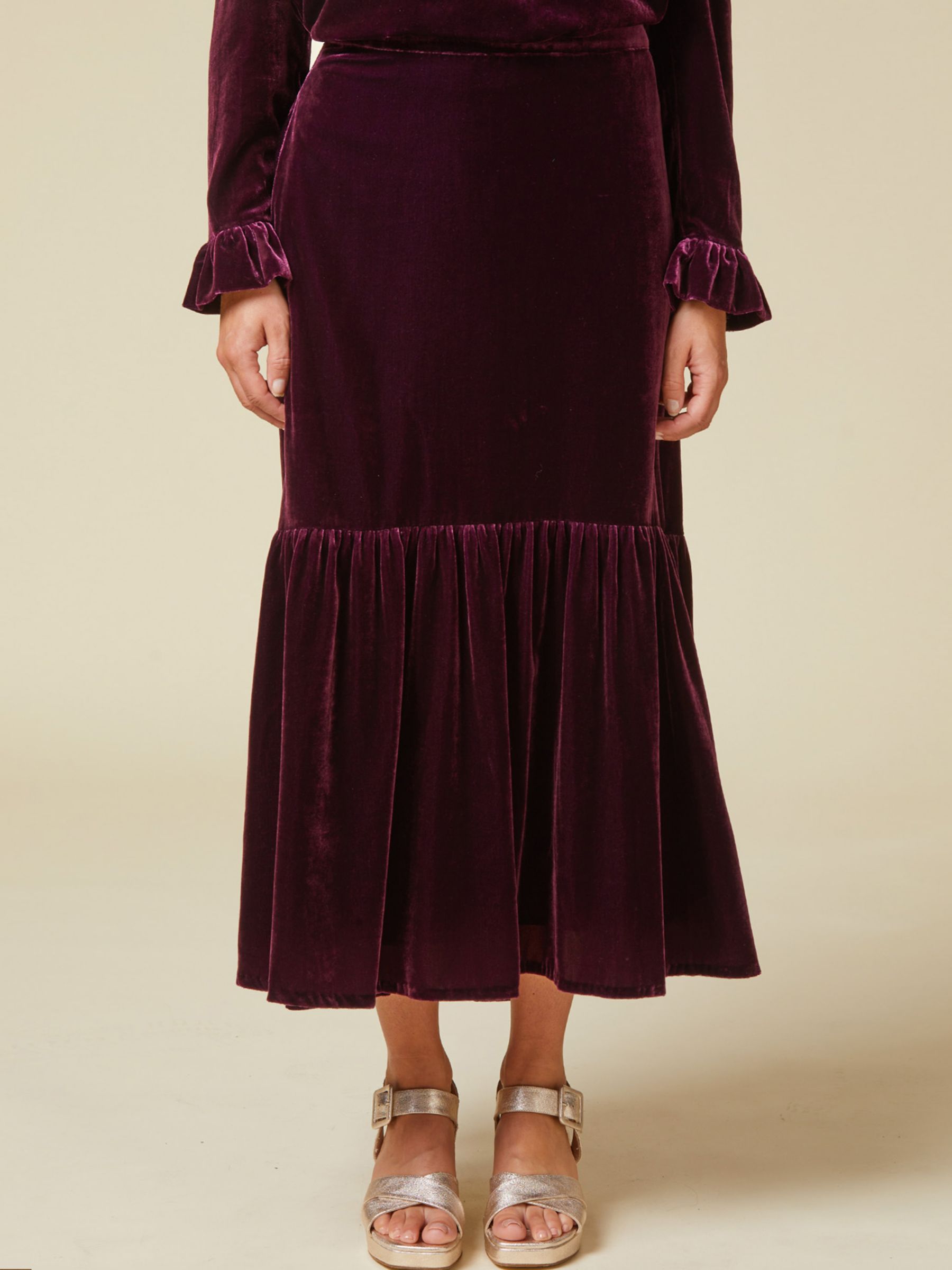 Buy Aspiga Eva Velvet Skirt, Berry Online at johnlewis.com