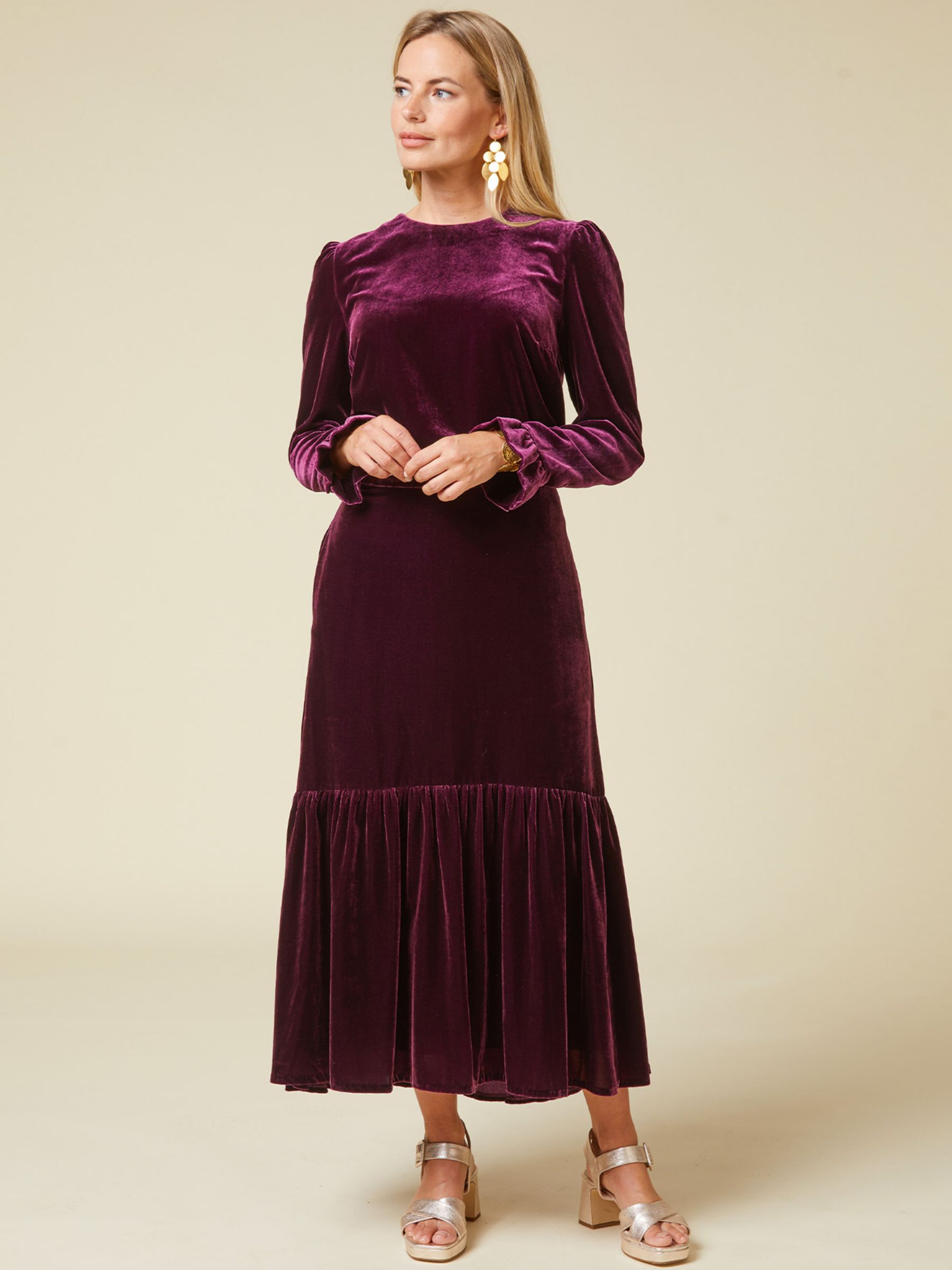 Buy Aspiga Eva Velvet Skirt, Berry Online at johnlewis.com