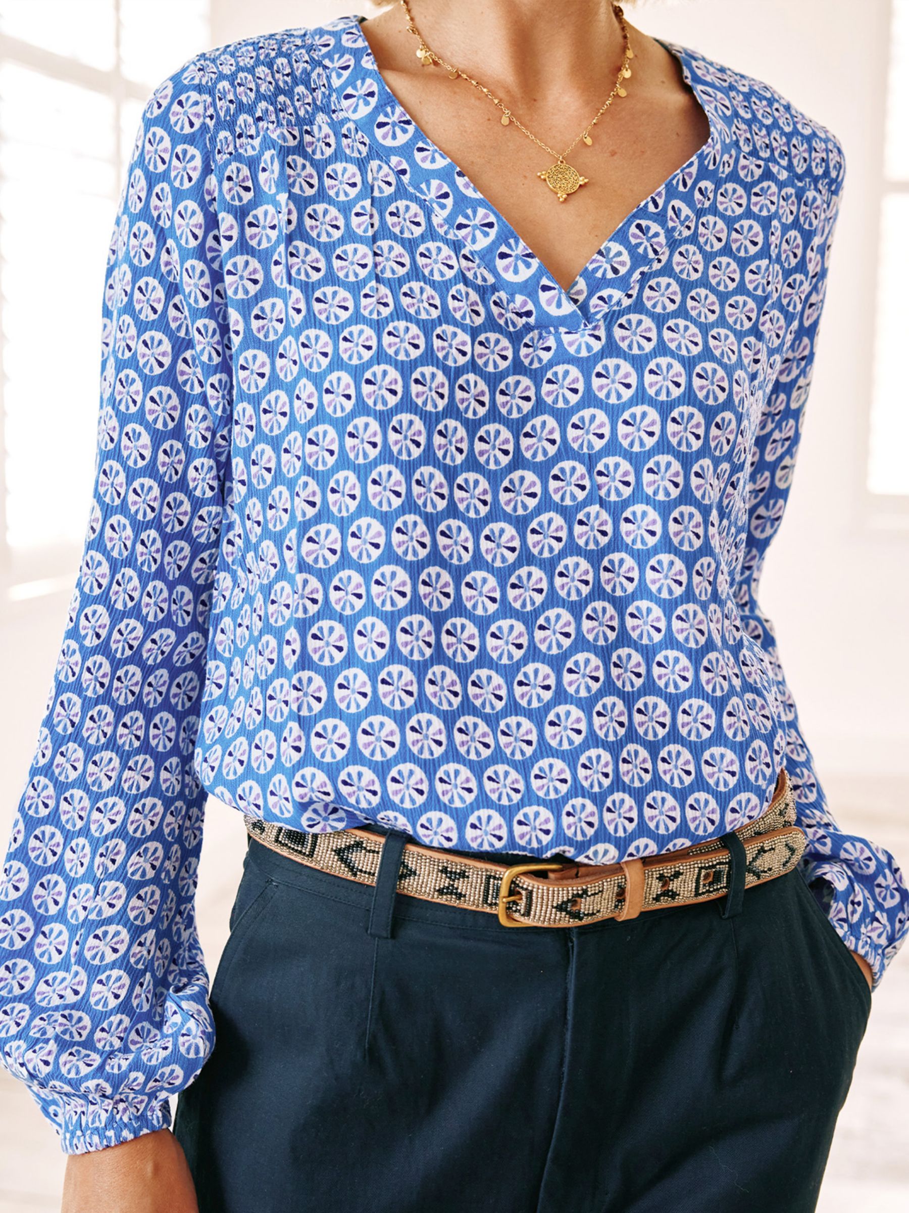 Aspiga Clea Bold Floral Blouse Blue at John Lewis Partners