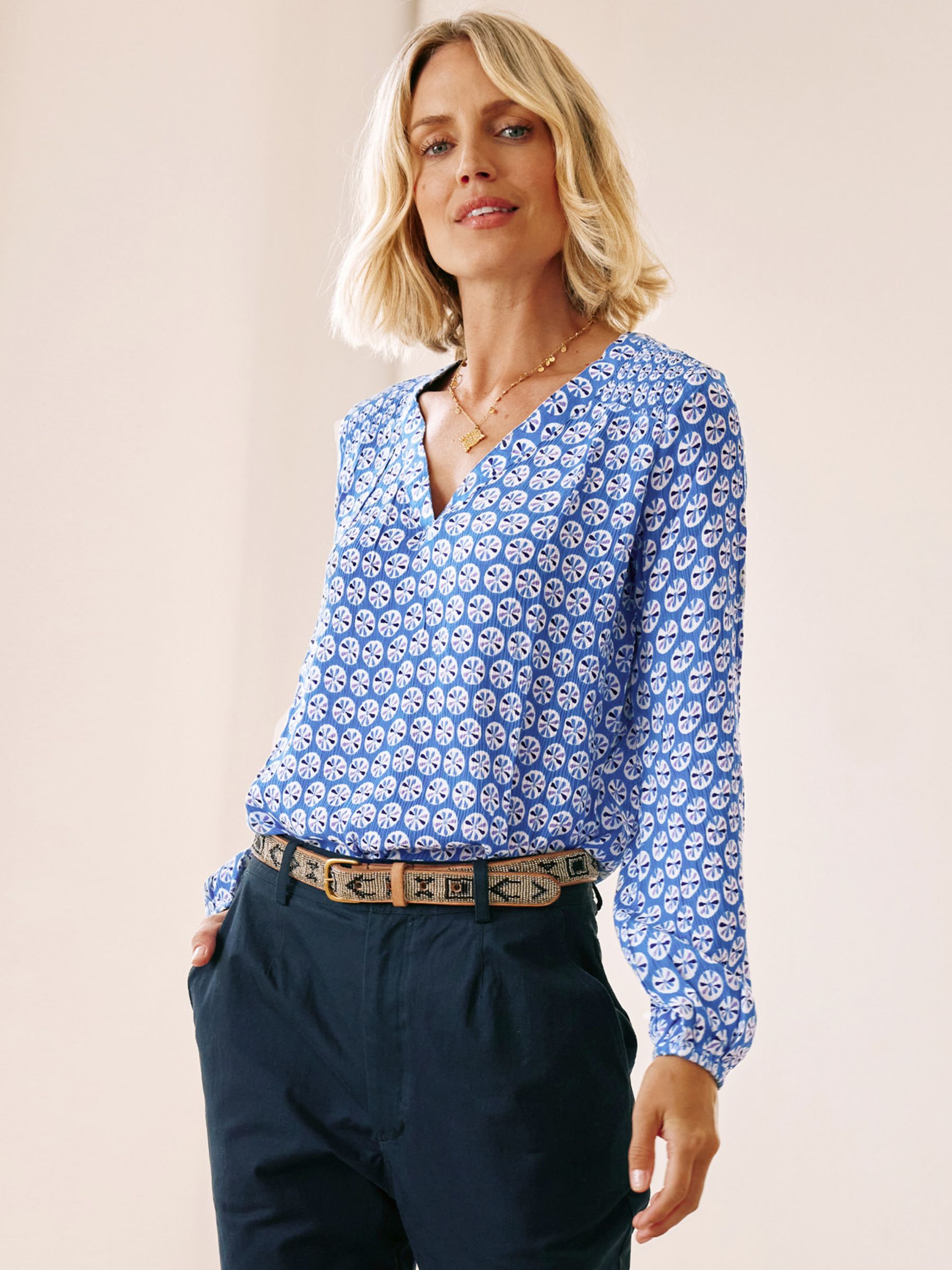 Aspiga Clea Bold Floral Blouse Blue at John Lewis Partners