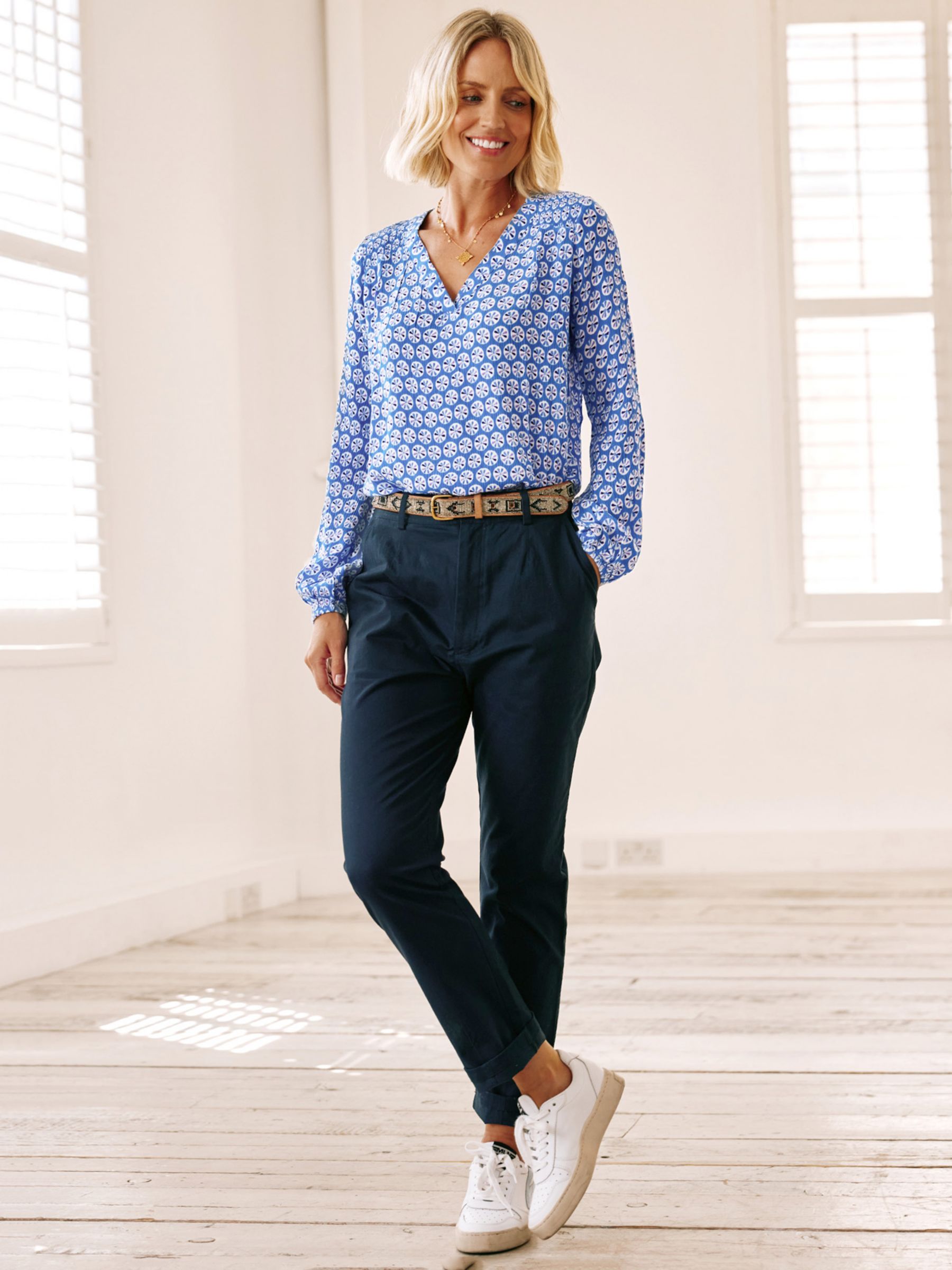 Aspiga Clea Bold Floral Blouse Blue at John Lewis Partners