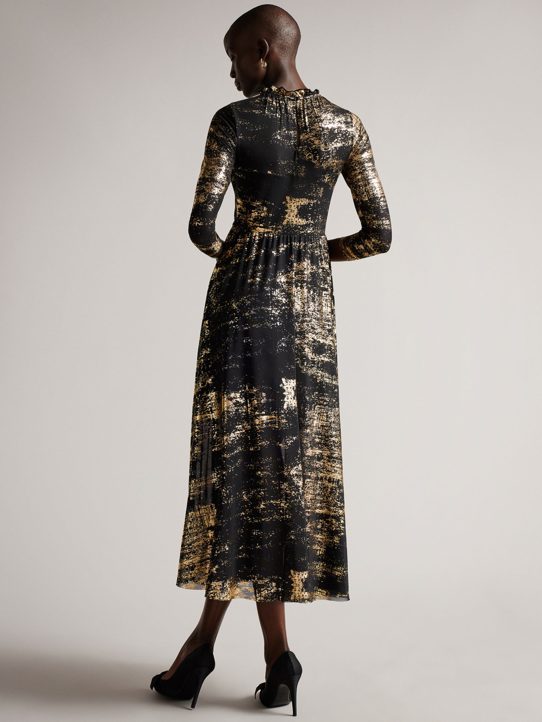 Pikken Vervoer comfortabel Ted Baker Iggiey Metallic Midi Dress, Black/Gold at John Lewis & Partners
