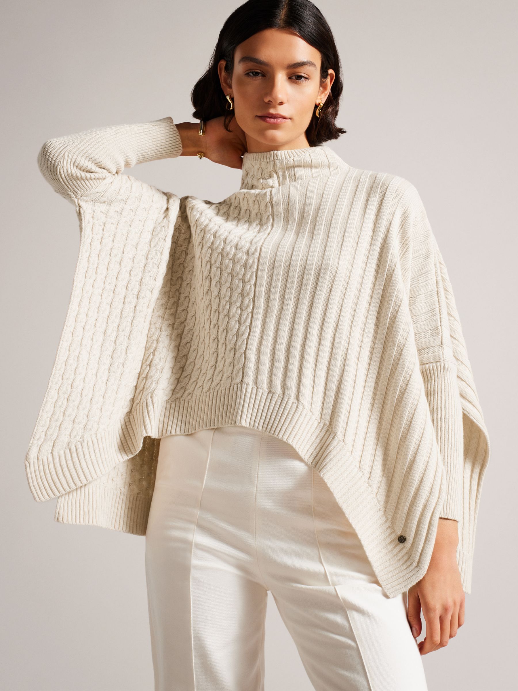 Ted Baker Joilla Textured Cape Style Jumper, Camel