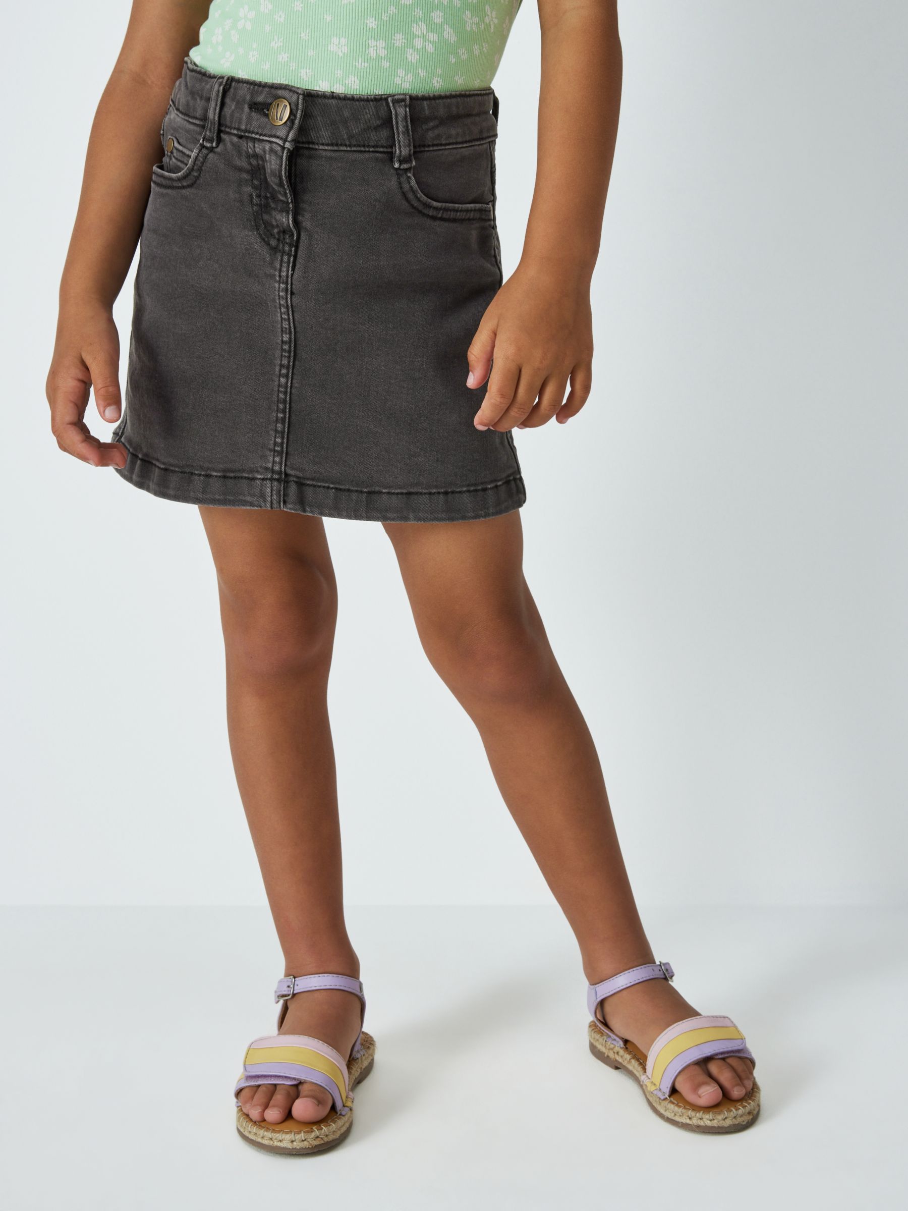 John Lewis Kids' Plain Denim Mini Skirt, Black, 14 years