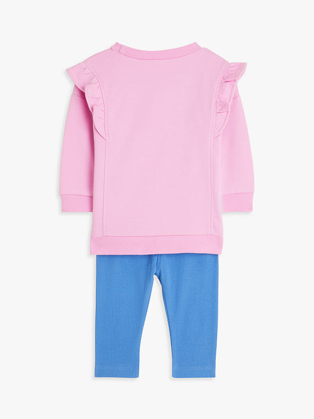 John Lewis ANYDAY Baby Be Happy Monsters Sweatshirt & Leggings Set, Pink/Blue, 3-6 months
