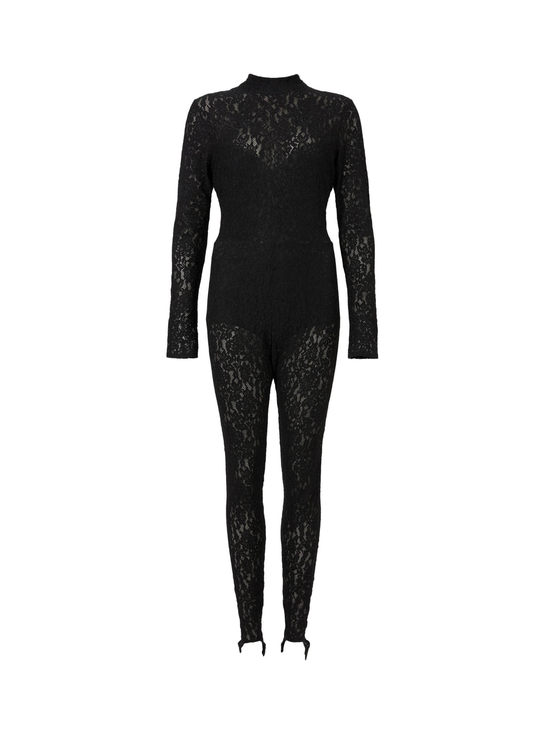 AllSaints Lace Catsuit, Black, 6