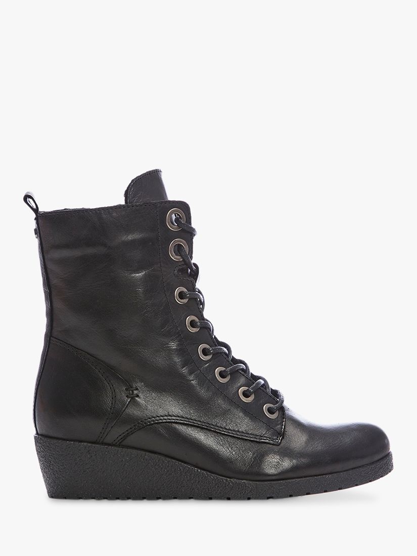 Moda in Pelle Selby Leather Wedge Heel Ankle Boots, Black at John Lewis ...