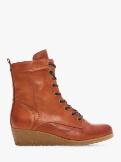 Fly London Roxy Lace Up Ankle Boots in Red Leather