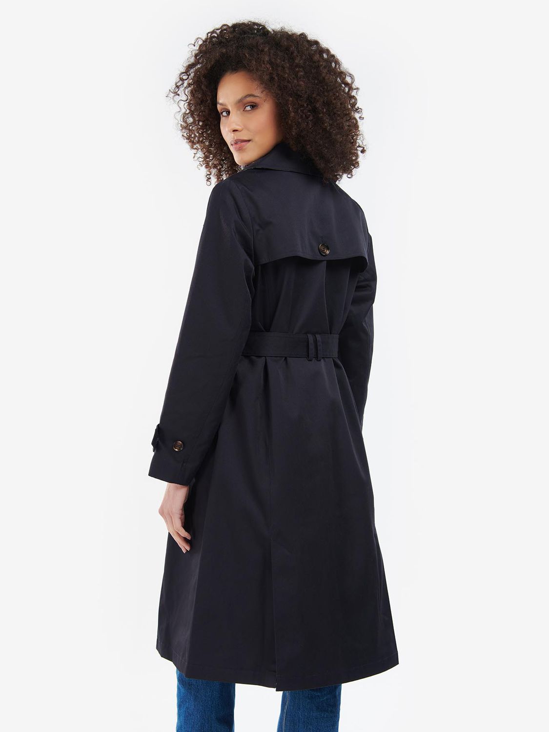 Barbour Greta Showerproof Trench Coat, Midnight at John Lewis & Partners