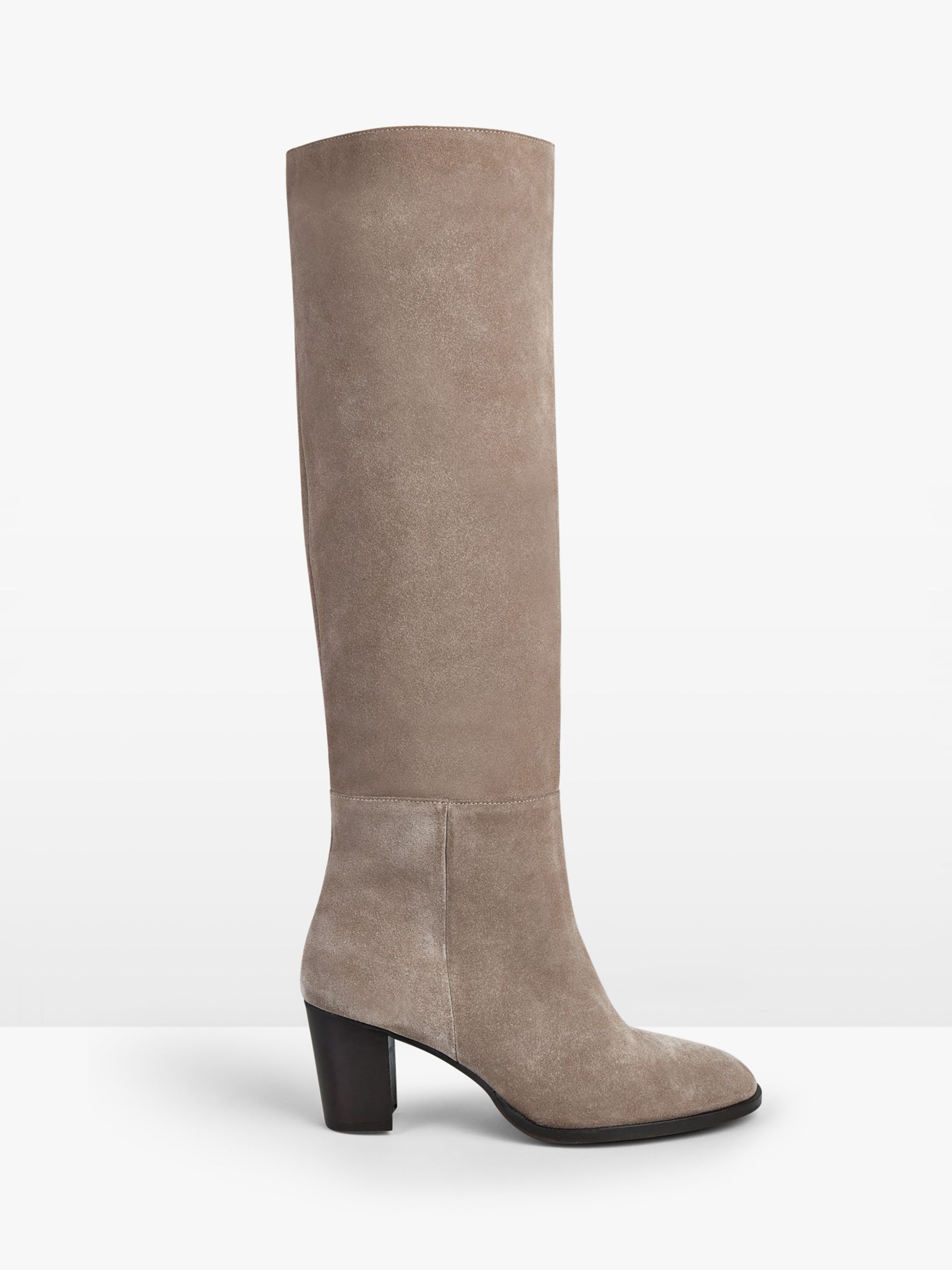 hush Draper Suede Long Boots, Taupe at John Lewis & Partners