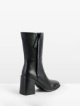 HUSH Finch Leather Chunky Heel Calf Boots, Black