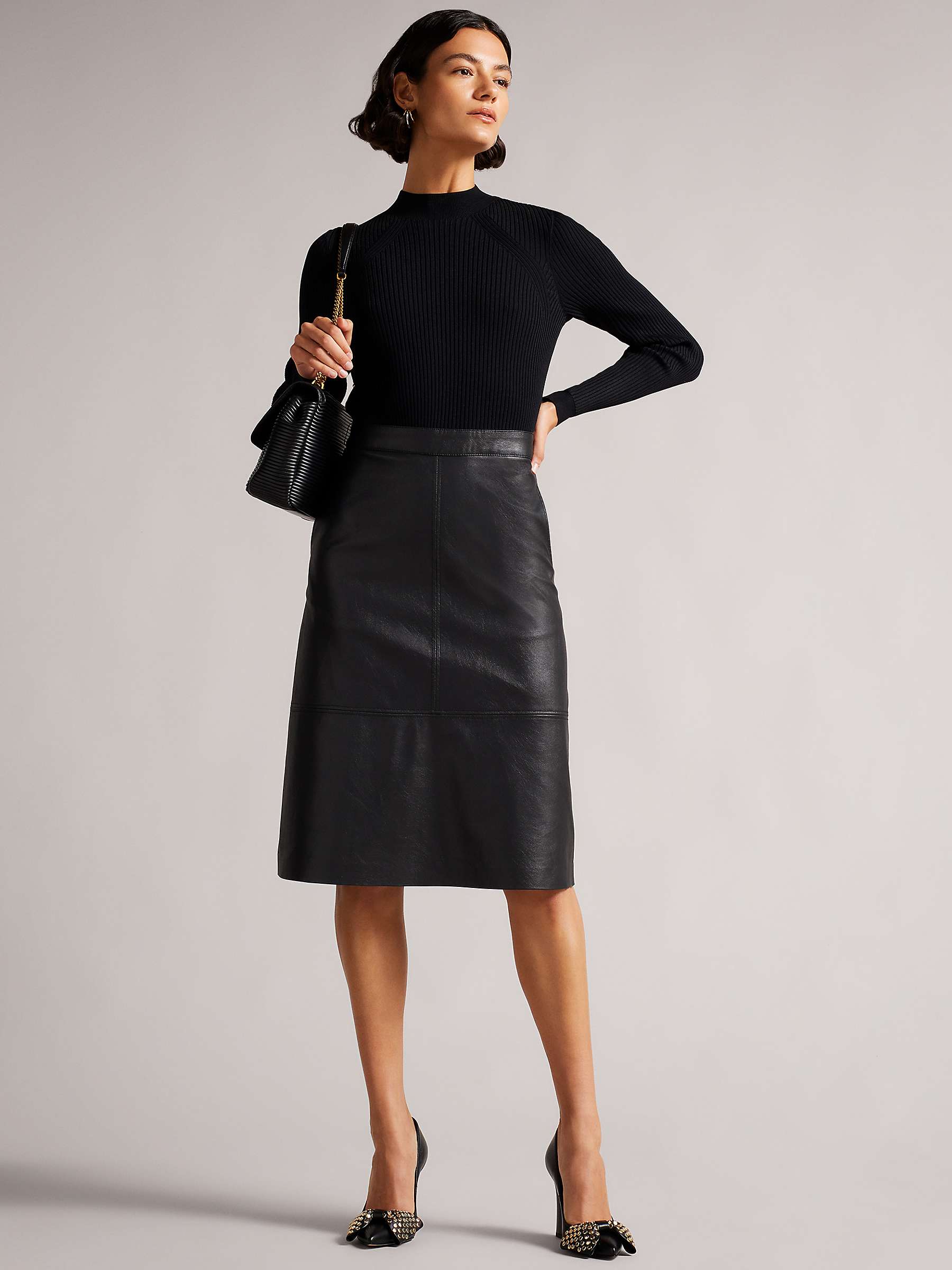 Buy Ted Baker Alltaa Knitted Bodice Dress with Faux Leather Skirt Online at johnlewis.com