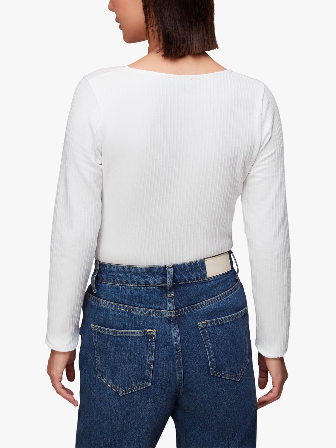 Petite White Square Neck Ribbed Long Sleeve Crop Top