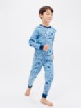John Lewis Kids' Football Graphic Jersey Pyjama Set, Blue