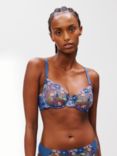 AND/OR Kiki Floral Non Padded Underwired Bra, Blue/Multi, B-DD Cup Sizes